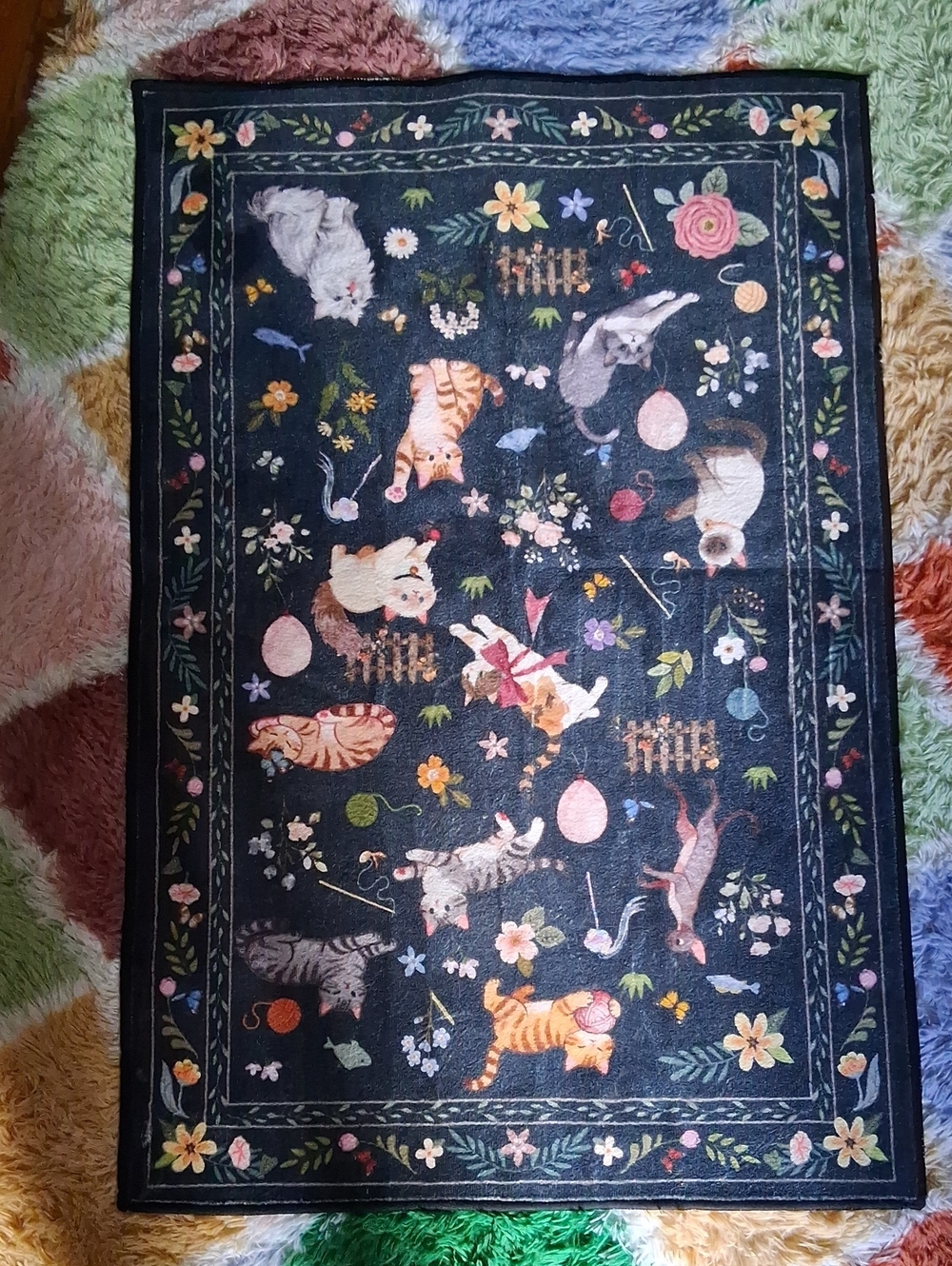 Decorative Black Cat-Print Area Rug, 2' x 3'